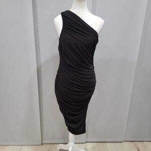 White House Black Market One-Shoulder Black Dress